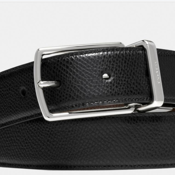 NWT Coach Belt in Crossgrain Leather Black / Brown - Picture 1 of 7